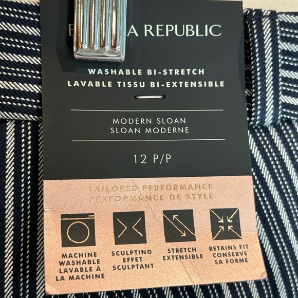 BANANA REPUBLIC Sz 12P Sloan Navy and White Slim Leg Ankle Length Trousers NEW - Picture 5 of 11